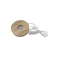 Светильник светодиодный LED холодный свет подставкой основа круглая деревянная 8 см USB 5В с выключателем