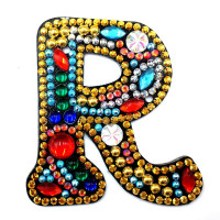 Брелок со стразами буква R Сделай сам DIY алмазная мозаика вышивка по номерам заготовка