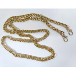 Ланцюжок-ручка для сумки 120 см 10мм колір золото подвійний ромбоподібний узор з карабінами