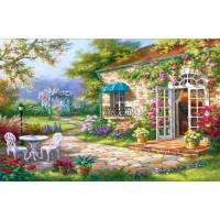 Алмазная мозаика пейзаж уютный дворик 35*50см по номерам