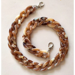 Ручка ланцюжок акрилова 60см коричнева з карабінами