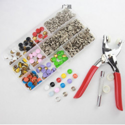 Щипці для установки кнопок 2 інструменту 100 разноцв порожнистих кнопок (щипці з пр+коробка)