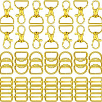 Набор фурнитуры для сумки карабин полукольцо рамка регулятор 60 штук цвет золото