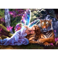 Картина для выкладывания камнями Девушка с тигром